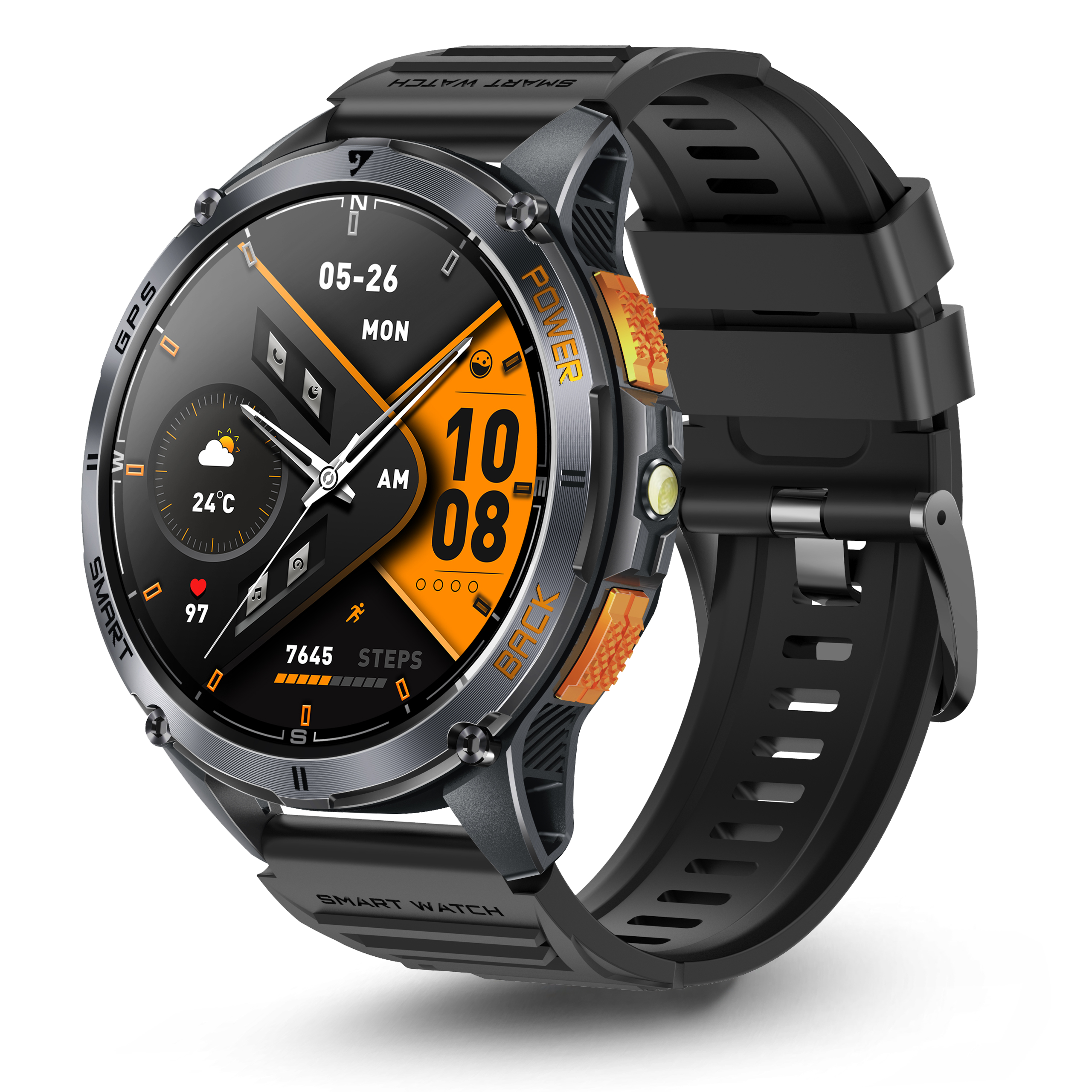 Smartwatch Męski Proventus PTG67A — Rozmowy Bluetooth, GPS, AMOLED, Wodoodporny